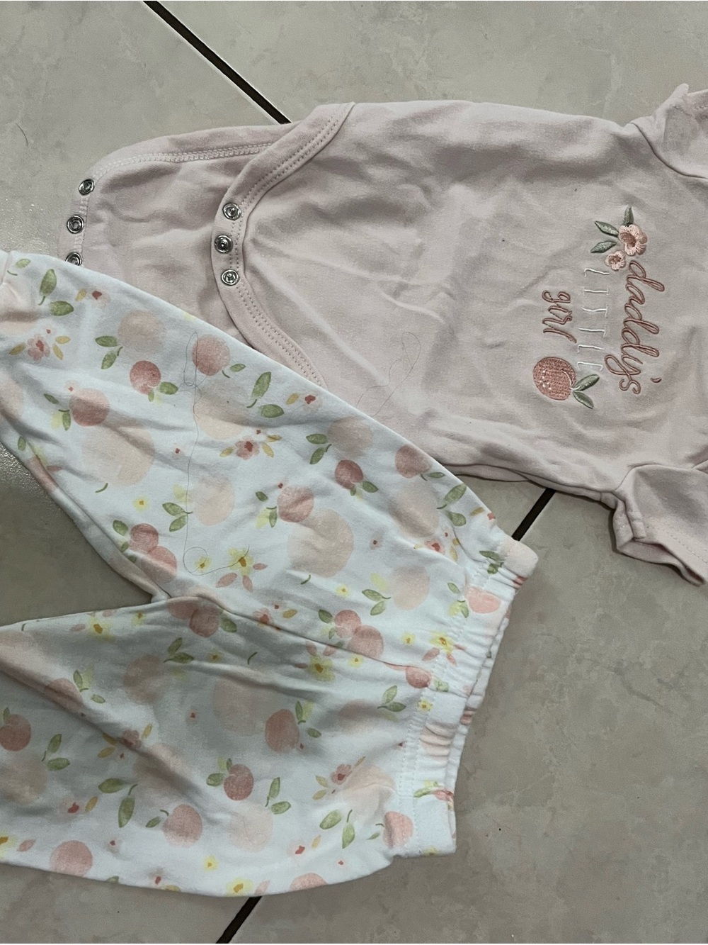Baby Pink Floral Matching Pajama Set - Daddy's Little Girl Design